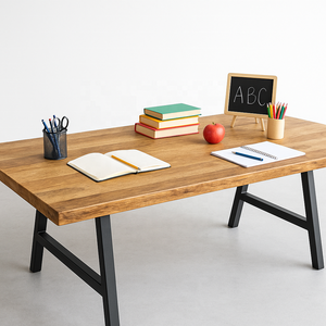 Mesa de comedor plegable industrial de madera de mango | Patas de Marco en A de metal negro con tapa de madera maciza | Muebles de comedor de cocina hechos a mano - Product Image 2