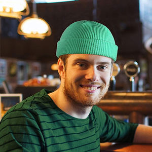 제조업체 도매 사용자 정의 남녀 공용 재활용 아크릴 니트 멜론 도커 무역 해골 모자 짧은 어부 비니 모자 로고 - Product Image 4