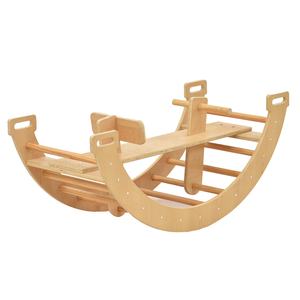 Arc d'escalade en <span class=keywords><strong>bois</strong></span> 2-en-1 et cheval à bascule pour tout-petits-terrains <span class=keywords><strong>de</strong></span> <span class=keywords><strong>jeux</strong></span> pour enfants-Chaise à bascule - Product Image 1