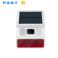 PGST PE-523 Alarm Kebakaran Portabel Luar Ruangan ABS dengan Lampu Kedip 110dB, Siren, Sensor Gerak, Tenaga Surya 5V, GPRS Tuya Smart 433MHz Jangkauan 100m