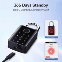 Cadenas intelligent sans fil Tuya étanche IP67 à empreinte digitale, contrôle par application, en alliage d'aluminium, finition laquée noire carrée, modèle unique - Offre spéciale
