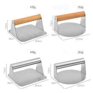 Prensa redonda antiadherente para <span class=keywords><strong>hamburguesas</strong></span> de acero inoxidable con mango de madera - Product Image 5