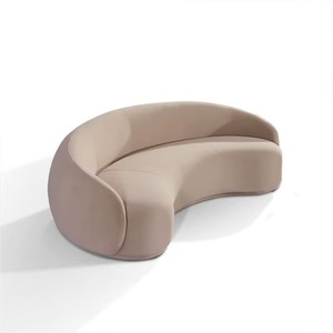 Sofá Redondo Moderno Curvo de Terciopelo Estilo Luna, Sofá <span class=keywords><strong>Nórdico</strong></span> de 3 Plazas <span class=keywords><strong>Relleno</strong></span> de Esponja para Apartamento, Villa, Hotel, Muebles de China - Product Image 2
