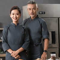 Uniformes de chef professionnels - Vestes de chef à manches longues pour hommes/femmes en tissu sergé pour utilisation en restaurant et bar (automne/hiver)