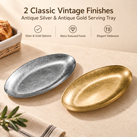Vintage Edelstahl Ovale BBQ-Steakteller Flache Eiförmige Servierplatte für Desserts, Kuchen, Kaffee in Restaurants, Hotels und bei Veranstaltungen