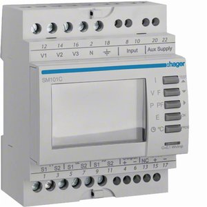 Multimetro Digitale Hager Sm101c Trifase V I F P Pf E con Rs485 Modbus per Monitoraggio Energetico - Product Image 1