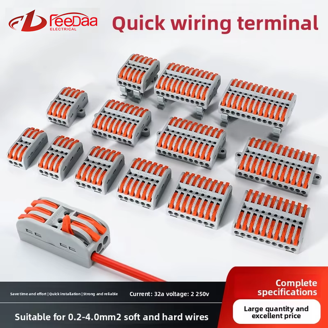 Electrical Connector, Featuring Test Port (Ear / DIN Rail / Standard) PC Housing Terminal Block for Splice Connections