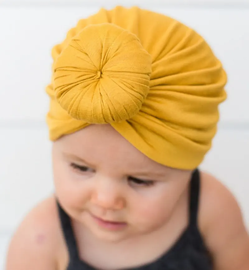 11 Màu Sắc Phong Cách Châu Âu Cotton Hữu Cơ Màu Rắn Tai Thỏ Nơ Bé Turban Hat Miễn Phí Chọn