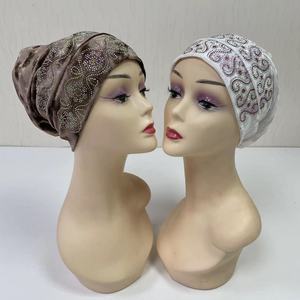 Gorro de turbante para mujer nigeriano Aso Oke, gorro Africano para la cabeza, sombrero indio, gorro de mujer, turbante de terciopelo con piedras - Product Image 4
