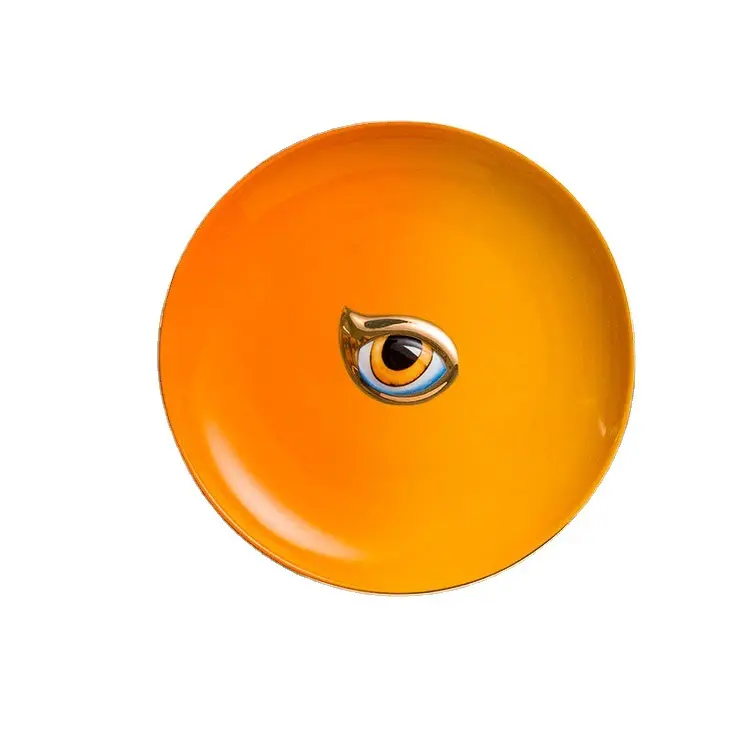 Bandeja de joyería de cerámica de estilo nórdico, soporte para collar de anillo de ojo de Diablo, posavasos colorido para taza de té con ornamentación para decoración del hogar