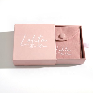 Caja de Joyería de Papel Rígido Rosa con Logotipo Personalizado, Empaque de Lujo con Cajón y Bolsa de Microfibra para Pulseras - Product Image 1