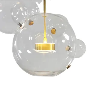 Modern Living Room Warm/White Lighting Creative Clear Glass Bubble LED Ceiling Pendant Lamp For Indoor Decor Fixture Chandelier