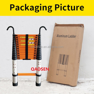 Scala Telescopica Pieghevole Industriale in Lega di Alluminio con Gancio a Gradino <span class=keywords><strong>Arancione</strong></span> per Uso Interno o Appartamento - Product Image 4