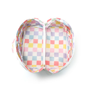 Sac de rangement pour maquillage en PVC imperméable extensible tendance, motif damier, grande capacité, sac de toilette rayé pour la salle de bain - Product Image 3