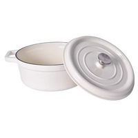 Casserole en fonte multicolore, émail blanc laiteux, casserole en fonte, cocotte avec couvercle
