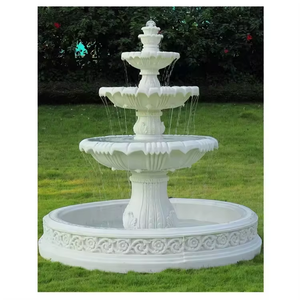 <span class=keywords><strong>Fontaine</strong></span> extérieure à trois niveaux <span class=keywords><strong>en</strong></span> marbre blanc avec <span class=keywords><strong>bassin</strong></span> <span class=keywords><strong>en</strong></span> <span class=keywords><strong>pierre</strong></span> sculptée à la main, design moderne, durable et facile à nettoyer - Product Image 1