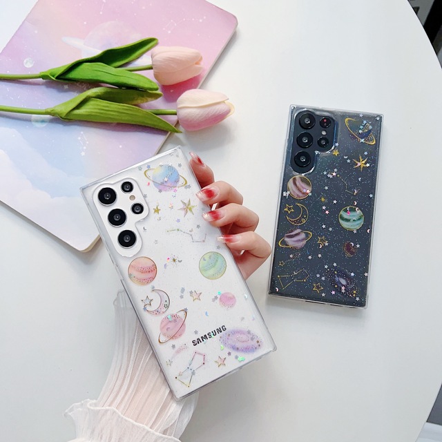 Glitter Star Space Phone Case for Samsung Galaxy S20 S21 S22 S23 S24 Plus Ultra FE Phone Back Cover