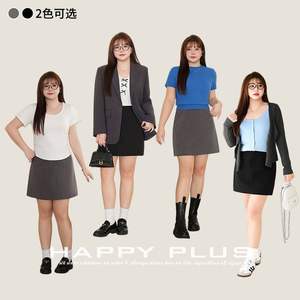 รันฉีกระโปรงทรงเอเอวสูงไซส์ใหญ่สีเทาสีดำสีพื้นโพลีเอสเตอร์กระโปรงผู้หญิง N9139 - Product Image 3