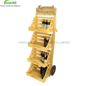 Étagère de présentation au sol en bois robuste à 5 niveaux, double face, démontable, autoportante, avec en-tête personnalisée, pour supermarché - Product Image 4