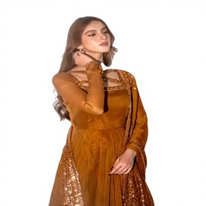 Vestido de Noche de Chifón Dorado Mostaza de Lujo 2025 - Elegante Vestido Largo Bordado para Bodas, Bailes de Graduación y Eventos Formales - Product Image 1