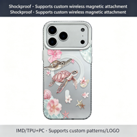 Coque de téléphone magnétique en gros pour iPhone 17 16 15 Pro Max, motif tortue marine et floral, protection antichoc, logo personnalisé