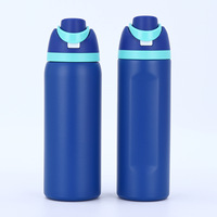 NUEVO Modelo de Botella de Agua de Acero Inoxidable con Aislamiento al Vacío de 24oz/32oz con Pajita para Camping - Ecológica