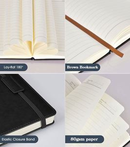 MY MOON PIE LZ 001 Custom Black A5 Hardcover PU Leather <b>Journal</b> with 100 Sheets for Work Note Taking and Organizer/Planner - Product Image 2