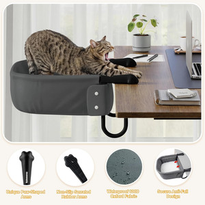 Cama <span class=keywords><strong>de</strong></span> escritorio para gatos grandes <span class=keywords><strong>de</strong></span> hasta 22 kg, silla alta resistente para perros con alfombrilla lavable <span class=keywords><strong>de</strong></span> doble cara impermeable para escritorio <span class=keywords><strong>de</strong></span> juegos - Product Image 6