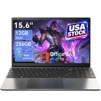 Ordinateur portable en gros en stock aux États-Unis, 15,6 pouces FHD IPS, Intel Celeron J4105, 12 Go de RAM, 256 Go de SSD, portable pour étudiants et bureaux