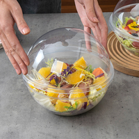 Bol à salade en PET transparent, profond et rond, en plastique de qualité alimentaire, jetable, pour mousse, gâteau, dessert, salade de fruits, emballage à emporter