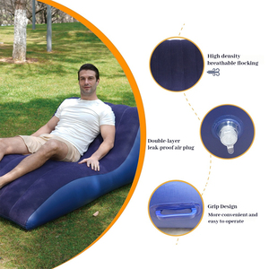 Modern Furniture PVC Inflatable Single Air Filling Flocking Living Room Furniture Lounge Sofa <strong>Chair</strong> with Footrest Sofa Bed Brown - Product Image 5