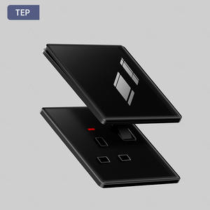 Interrupteur mural en verre cristal noir TEP L8 <span class=keywords><strong>avec</strong></span> <span class=keywords><strong>prise</strong></span> USB Type-C à charge rapide 20A, matériau PC, design moderne pour la maison - Product Image 2