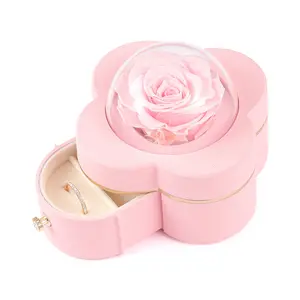 Valentine's day four leaf clover eternal flower gift box romantic creative jewelry gift box production jewelry box with gift