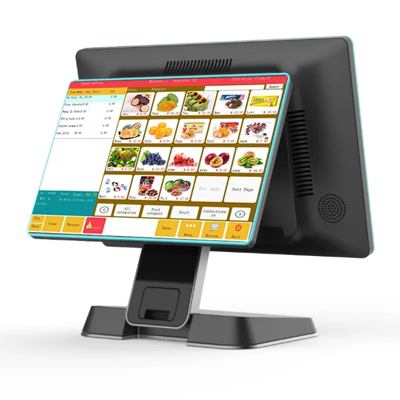 Marché restaurant détail OEM 15 double écran tactile tout en un machine pos tout en un