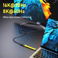 Kabel Thunderbolt 3 Tipe-C ke Tipe-C 8K PD 240W 80Gbps dengan Pengisian Cepat 5A, Material FPC, Chip E-Marker