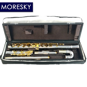 Flûte alto MORESKY 16 trous, clés G, plaqué argent/or, avec deux embouchures - Product Image 1