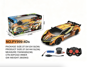 Coche de Carreras a Control Remoto a Escala 1/24, Camioneta de Alta Velocidad, <span class=keywords><strong>Juguete</strong></span> de Carreras con 6 Barricadas, 4 Neumáticos de Derrape, Alcance de 100 m, Uso Interior y Exterior - Product Image 1