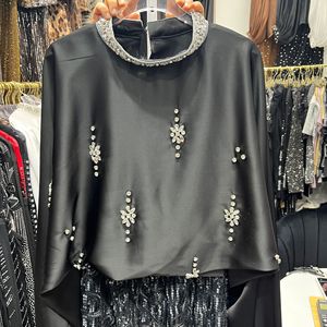 Europäisch-amerikanischer Stil Rundhals-Organza-Kristallbluse + Sorgfältig Gefertigtes Französisches Vintage-Kleid mit Hoher Taille - Product Image 2