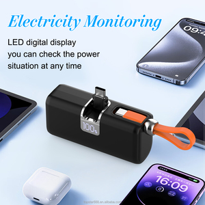 4000mAh xách tay mini ngân hàng điện được xây dựng trong cáp dẫn kỹ thuật số sạc khẩn cấp bên ngoài pin dự phòng nhỏ sạc nhanh - Product Image 5