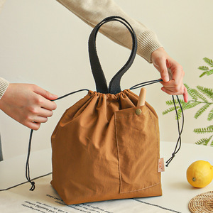 Sac à déjeuner élégant kaki avec cordon de serrage, isolé et portable, pour les employés de bureau et les étudiants - Product Image 2