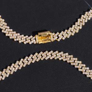 Collier en chaîne à maillons de luxe plaqué or de qualité supérieure avec diamants, idéal pour le quotidien, les soirées et les cadeaux – En promotion - Product Image 2