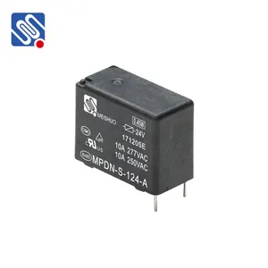 美硕MPDN-S-124-A 0.45W 10A 4引脚1形成工业继电器用24V DPDT 10A微型功率继电器DC24V