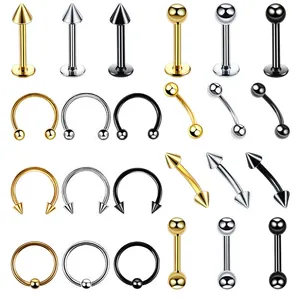 High polished stainless steel flat ends industrial barbell labret piercing tongue rings horseshoe shaped nose rings for women