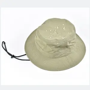 New Quick Dye Sun Hat Waterproof Custom Wide Brim Nylon Bucket Hat With String