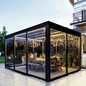 Pérgola Bioclimática <span class=keywords><strong>de</strong></span> Aleación <span class=keywords><strong>de</strong></span> Aluminio Ecológica <span class=keywords><strong>para</strong></span> Exteriores <span class=keywords><strong>de</strong></span> 4x6m, 6x7, 10 Metros, con Persianas y Puerta Corredera <span class=keywords><strong>de</strong></span> Vidrio - Product Image 1