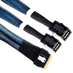 迷你SlimSAS电缆超薄sas 8i 74pin sff8654至2端口SAS高清SFF-8643服务器连接电缆