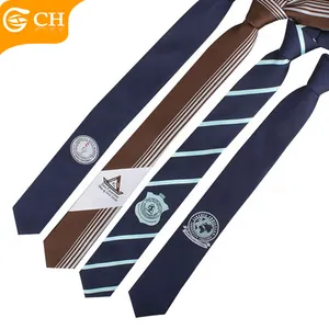 Caldo di Vendita OEM Su Ordinazione A Buon Mercato Collo Cravatta 100% Poliestere Scuola Logo Cravatta