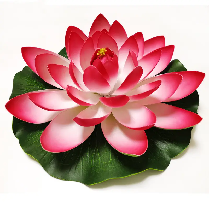 M346 Grosir Bunga EVA Buatan Mengambang, Bunga Merah Putih Tanaman Lotus untuk Dekorasi