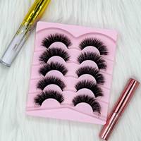Marque privée fournisseur en gros cils duveteux cheveux synthétiques longs naturels bande de coton noir 3d faux cils bande de cils