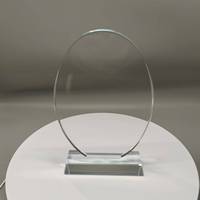 Usine pas cher en gros contenu personnalisé Laser gravure ovale cristal verre trophée prix blanc forme ovale verre trophée